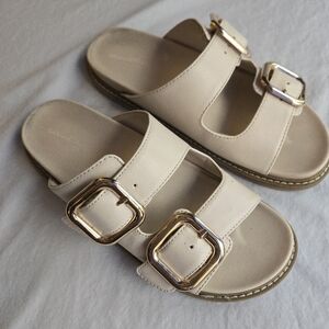 Universal Thread Cream Double Buckle Sandals 7.5